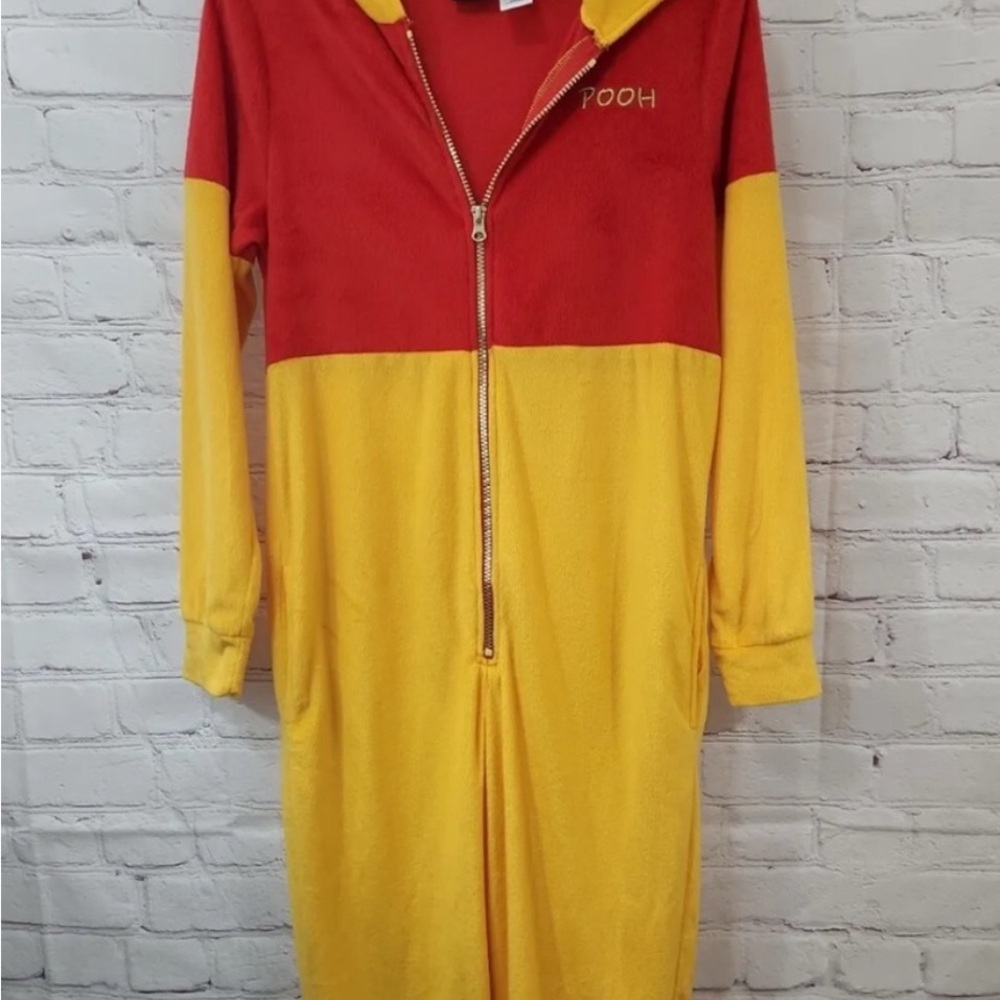 Disney Winnie the Pooh Suit Hooded Zip Costume Adult One Piece Pajamas XL - Picture 2 of 5